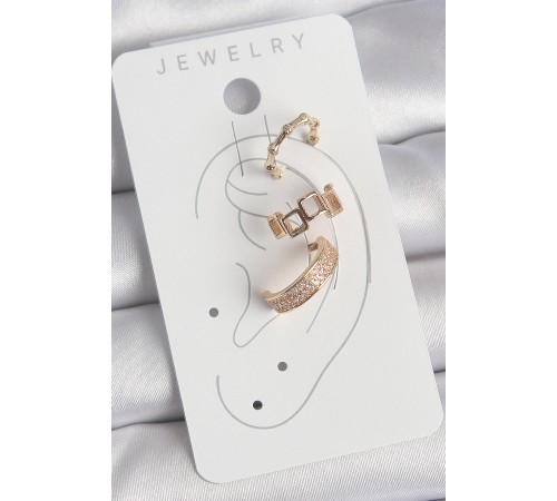Pirinç Gold Renk Kare Model Zirkon Taşlı 3'Lü Model Kadın Kıkırdak Küpe - TJ-BKP10587 Pirinç Gold Renk Kare Model Zirkon Taşlı 3'Lü Model Kadın Kıkırdak Küpe - TJ-BKP10587
