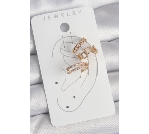 Pirinç Gold Renk Zirkon Taşlı Kare Zincir Model Kadın Kıkırdak Küpe - TJ-BKP10588 Pirinç Gold Renk Zirkon Taşlı Kare Zincir Model Kadın Kıkırdak Küpe - TJ-BKP10588