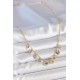 Sıralı Karışık Renk Zirkon Taşlı Gold Pirinç Kolye - TJ-BKO10221