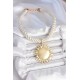 Kırık Beyaz Halat Model Gold Renk Güneş Figürlü Pirinç Kolye - TJ-BKO10224
