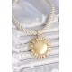 Kırık Beyaz Halat Model Gold Renk Güneş Figürlü Pirinç Kolye - TJ-BKO10224