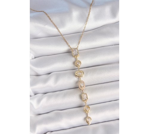 316L Çelik Zincir Gold Renk Zirkon Taşlı Y Kolye - TJ-BKO10227 316L Çelik Zincir Gold Renk Zirkon Taşlı Y Kolye - TJ-BKO10227