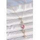 Pirinç Zincir Gold Renk Pembe Zirkon Taşlı Y Kolye - TJ-BKO10228
