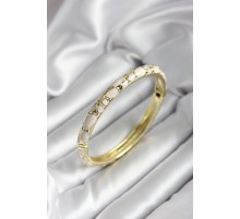 Mineli Pirinç Krem Çiçek Desenli Gold Renk Kadın Kelepçe (çap 60 mm) - TJ-BB6996