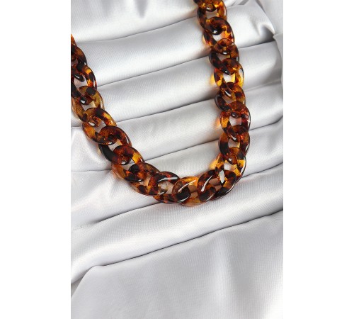 Leopar Desenli Mika Kalın Zincir Kadın Kolye - TJ-BKO10235 Leopar Desenli Mika Kalın Zincir Kadın Kolye - TJ-BKO10235