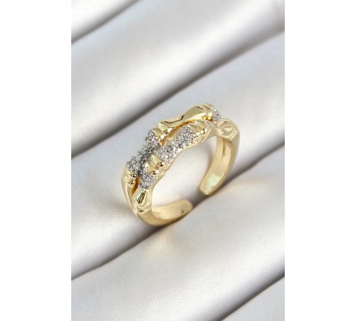 Pirinç Kemik Figürlü Zirkon Taşlı Gold Renk Ayarlanabilir Kadın Yüzük - TJ-BYK3781 Pirinç Kemik Figürlü Zirkon Taşlı Gold Renk Ayarlanabilir Kadın Yüzük - TJ-BYK3781