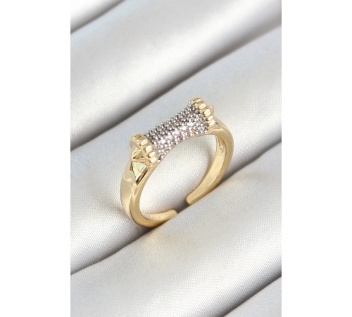 Pirinç Makara Figürlü Zirkon Taşlı Gold Renk Ayarlanabilir Kadın Yüzük - TJ-BYK3782 Pirinç Makara Figürlü Zirkon Taşlı Gold Renk Ayarlanabilir Kadın Yüzük - TJ-BYK3782
