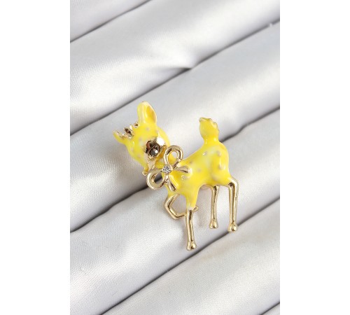 Zirkon Taşlı Fiyonk Detaylı 3D Sarı Ceylan Figürlü Gold Renk Kadın Broş - TJ-BR445 Zirkon Taşlı Fiyonk Detaylı 3D Sarı Ceylan Figürlü Gold Renk Kadın Broş - TJ-BR445