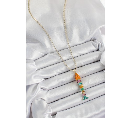 Pirinç Rainbow Balık Model Zirkon Taşlı Gold Renk Kadın Kolye - TJ-BKO10243 Pirinç Rainbow Balık Model Zirkon Taşlı Gold Renk Kadın Kolye - TJ-BKO10243