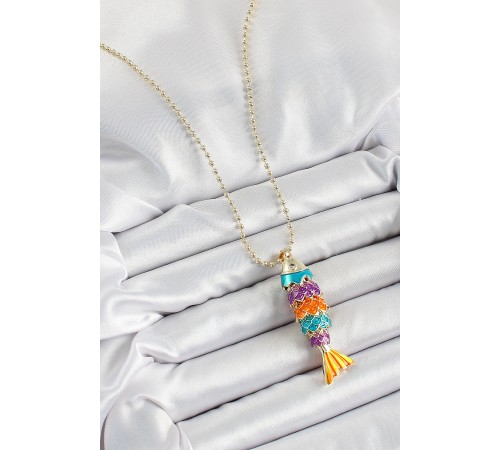 Pirinç Rainbow Balık Model Zirkon Taşlı Gold Renk Kadın Kolye - TJ-BKO10245 Pirinç Rainbow Balık Model Zirkon Taşlı Gold Renk Kadın Kolye - TJ-BKO10245
