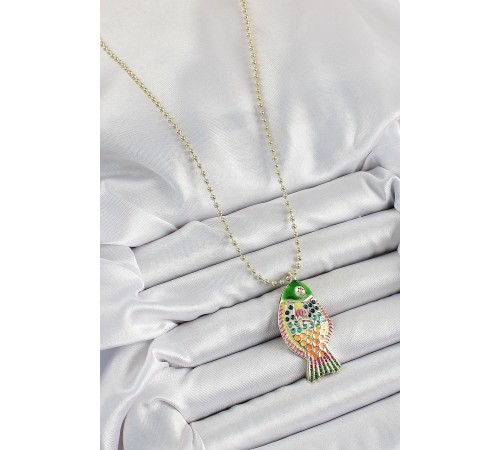 Pirinç Rainbow Balık Model Zirkon Taşlı Gold Renk Kadın Kolye - TJ-BKO10247
