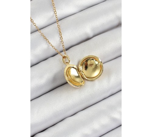 316L Çelik Zincir Açılabilir Sanatsal Vintage Çiçek Model Gold Renk Kadın Kolye - TJ-BKO10259