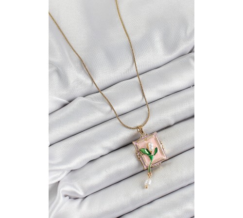 316L Çelik Zincir Pembe Sanatsal Portre Sallantılı İnci Detaylı Lale Model Gold Renk Kadın Kolye - TJ-BKO10279 316L Çelik Zincir Pembe Sanatsal Portre Sallantılı İnci Detaylı Lale Model Gold Renk Kadın Kolye - TJ-BKO10279