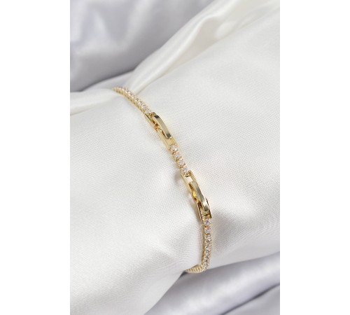 Pirinç Zirkon Taşlı İnce Su Yolu Model Gold Renk Kadın Bileklik - TJ-BB7035 Pirinç Zirkon Taşlı İnce Su Yolu Model Gold Renk Kadın Bileklik - TJ-BB7035