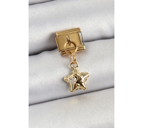 316L Çelik Sallantılı Zirkon Taşlı Yıldız Model Gold Renk Nomination Charm - TJ-BC1402 316L Çelik Sallantılı Zirkon Taşlı Yıldız Model Gold Renk Nomination Charm - TJ-BC1402