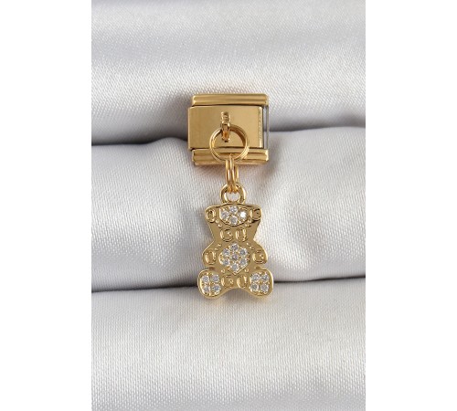 316L Çelik Sallantılı Zirkon Taşlı Ayıcık Model Gold Renk Nomination Charm - TJ-BC1413 316L Çelik Sallantılı Zirkon Taşlı Ayıcık Model Gold Renk Nomination Charm - TJ-BC1413