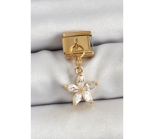316L Çelik Sallantılı Zirkon Taşlı Çiçek Model Gold Renk Nomination Charm - TJ-BC1429 316L Çelik Sallantılı Zirkon Taşlı Çiçek Model Gold Renk Nomination Charm - TJ-BC1429