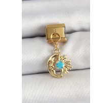 316L Çelik Sallantılı Ay Ve Güneş Model Gold Renk Nomination Charm - TJ-BC1435
