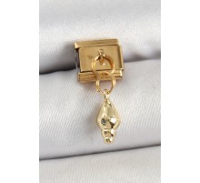 316L Çelik Sallantılı Deniz Kabuğu Model Gold Renk Nomination Charm - TJ-BC1437