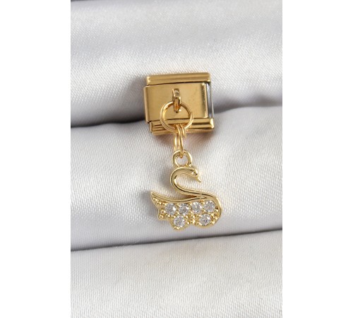 316L Çelik Sallantılı Zirkon Taşlı KuğuModel Gold Renk Nomination Charm - TJ-BC1439 316L Çelik Sallantılı Zirkon Taşlı KuğuModel Gold Renk Nomination Charm - TJ-BC1439