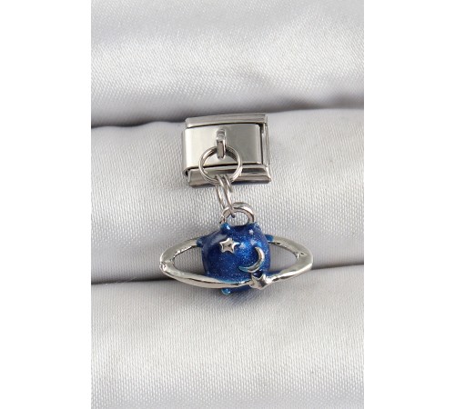 316L Çelik Sallantılı Satürn Model Gümüş Renk Nomination Charm - TJ-BC1470 316L Çelik Sallantılı Satürn Model Gümüş Renk Nomination Charm - TJ-BC1470