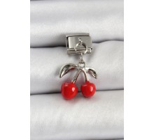316L Çelik Sallantılı Renkli Kiraz Model Gümüş Renk Nomination Charm - TJ-BC1476