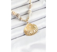 316L Çelik Gold Renk Deniz Kabuğu Modelli Kadın Kolye - TJ-BKO10295
