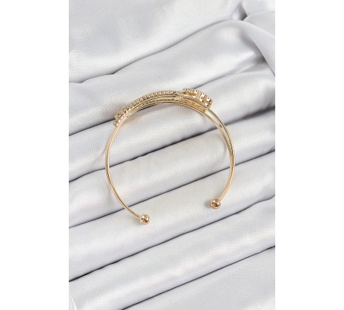 Pirinç Gold Renk Zirkon Taşlı Yonca Model 2'li Kadın Bileklik - TJ-BB7059 Pirinç Gold Renk Zirkon Taşlı Yonca Model 2'li Kadın Bileklik - TJ-BB7059
