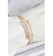 Pirinç Gold Renk Arpa Zirkon Taşlı Kadın Bileklik - TJ-BB7060