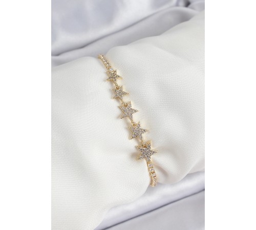 Pirinç Gold Renk Yıldız Model Kadın Bileklik - TJ-BB7066 Pirinç Gold Renk Yıldız Model Kadın Bileklik - TJ-BB7066