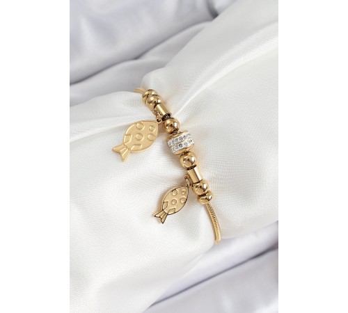 316L Çelik Gold Renk Balık Model Kadın Bileklik - TJ-BB7076 316L Çelik Gold Renk Balık Model Kadın Bileklik - TJ-BB7076