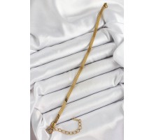 316L Çelik Gold Renk Yassı Zincir Model Kadın Bileklik - TJ-BB7086