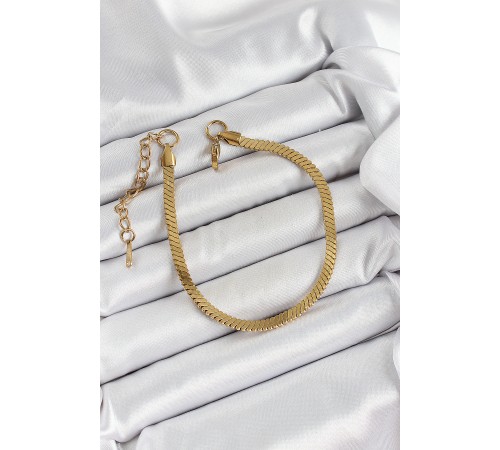 316L Çelik Gold Renk Yassı Zincir Model Kadın Bileklik - TJ-BB7086 316L Çelik Gold Renk Yassı Zincir Model Kadın Bileklik - TJ-BB7086
