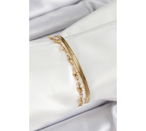 316L Çelik Gold Renk Yıldız Zincir ve İtalyan Zincirli 2'li Kadın Bileklik - TJ-BB7088 316L Çelik Gold Renk Yıldız Zincir ve İtalyan Zincirli 2'li Kadın Bileklik - TJ-BB7088