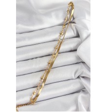 316L Çelik Gold Renk Yıldız Zincir ve İtalyan Zincirli 2'li Kadın Bileklik - TJ-BB7088