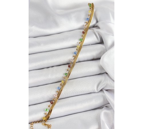 316L Çelik Gold Renk Karışık Renkli Kristal Taşlı Kadın Bileklik - TJ-BB7090 316L Çelik Gold Renk Karışık Renkli Kristal Taşlı Kadın Bileklik - TJ-BB7090