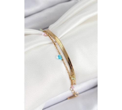 316L Çelik Gold Renk Karışık Renkli Kristal Taşlı 2'li Kadın Bileklik - TJ-BB7093 316L Çelik Gold Renk Karışık Renkli Kristal Taşlı 2'li Kadın Bileklik - TJ-BB7093