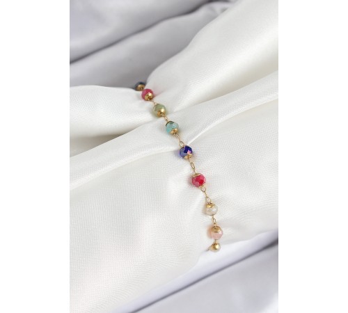 316L Çelik Gold Renk Zincirli Mix Renk Kristal Taşlı Kadın Bileklik - TJ-BB7095 316L Çelik Gold Renk Zincirli Mix Renk Kristal Taşlı Kadın Bileklik - TJ-BB7095