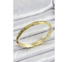 Mineli Gold Pirinç Sarı Renk Motifli Kadın Kelepçe - TJ-BB7181