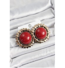 Pirinç Bordo Vintage Model Gold Renk Kadın Küpe - TJ-BKP10752