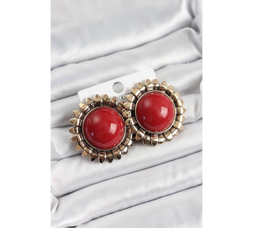 Pirinç Bordo Vintage Model Gold Renk Kadın Küpe - TJ-BKP10752 Pirinç Bordo Vintage Model Gold Renk Kadın Küpe - TJ-BKP10752