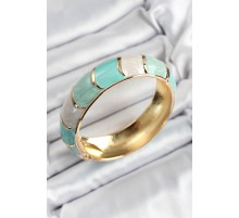 Mineli Pirinç Yeşil Renk Motif Desenli Kadın Kelepçe - TJ-BB7194