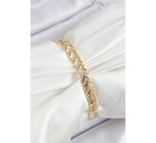 Pirinç Sıralı Ok Model Zirkon Taşlı Gold Renk VİP Seri Kadın Bileklik - TJ-BB7206