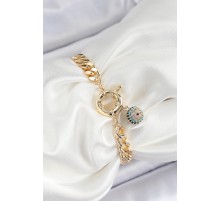 Pirinç Nazar Model Zirkon Taşlı Gold Renk VİP Seri Kadın Bileklik - TJ-BB7210
