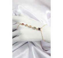 Pirinç  Renkli Zirkon Taşlı Y Model Gold Renk Kadın Şahmeran - TJ-SN679