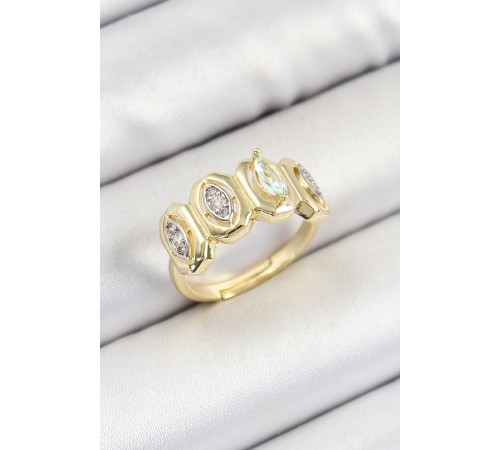 Pirinç Zirkon Taşlı Damla Model Gold Renk Kadın Yüzük - TJ-BYK3793 Pirinç Zirkon Taşlı Damla Model Gold Renk Kadın Yüzük - TJ-BYK3793