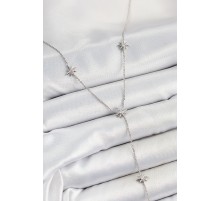 Pirinç Zirkon Taşlı Kutup Yıldız Figürlü Y Model Gümüş Renk Kadın Kolye - TJ-BKO10311