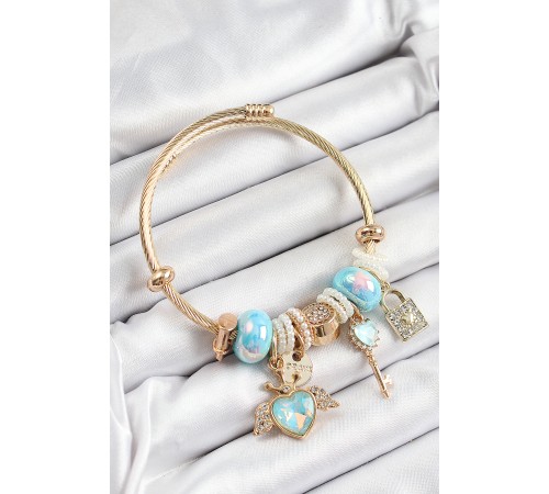 316L Çelik Mavi Zirkon Taşlı Kilit Anahtar Ve Kalp Model Gold Renk Charm BileklikCharm Bileklik - TJ-BB7297 316L Çelik Mavi Zirkon Taşlı Kilit Anahtar Ve Kalp Model Gold Renk Charm BileklikCharm Bileklik - TJ-BB7297