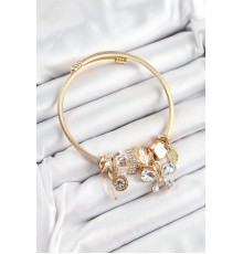 316L Çelik Beyaz Zirkon Taşlı Kelebek Model Gold Renk Charm Bileklik - TJ-BB7323