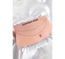 316L Çelik Zirkon Taşlı Damla Model Gold Renk Göbek Zinciri - TJ-BKGZ10342